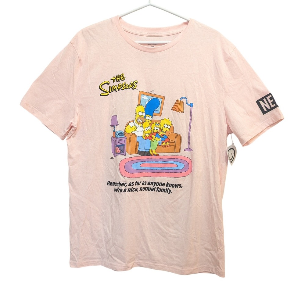 Simpsons NEFF T-Shirt‎ Men's L Pink Graphic Tee Homer Bart Lisa Maggie 2019